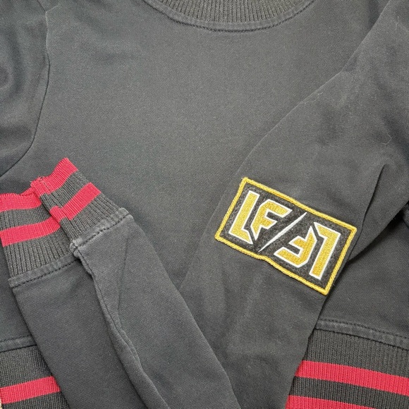 LF Los Angeles Long Sleeve Cotton Fitted Cropped Top Black and Red Size XS - Picture 5 of 8